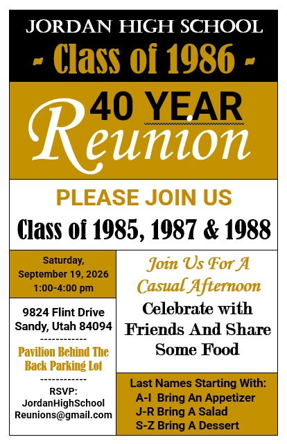 Class of 1986 reunion flyer